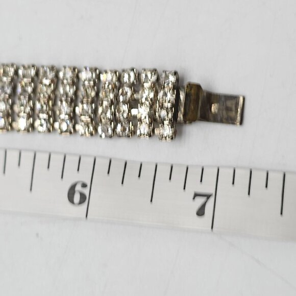 Vintage Clear Rhinestone Bracelet Sparkling Crystal Jewelry Elegant Statement Pi - Picture 8 of 8